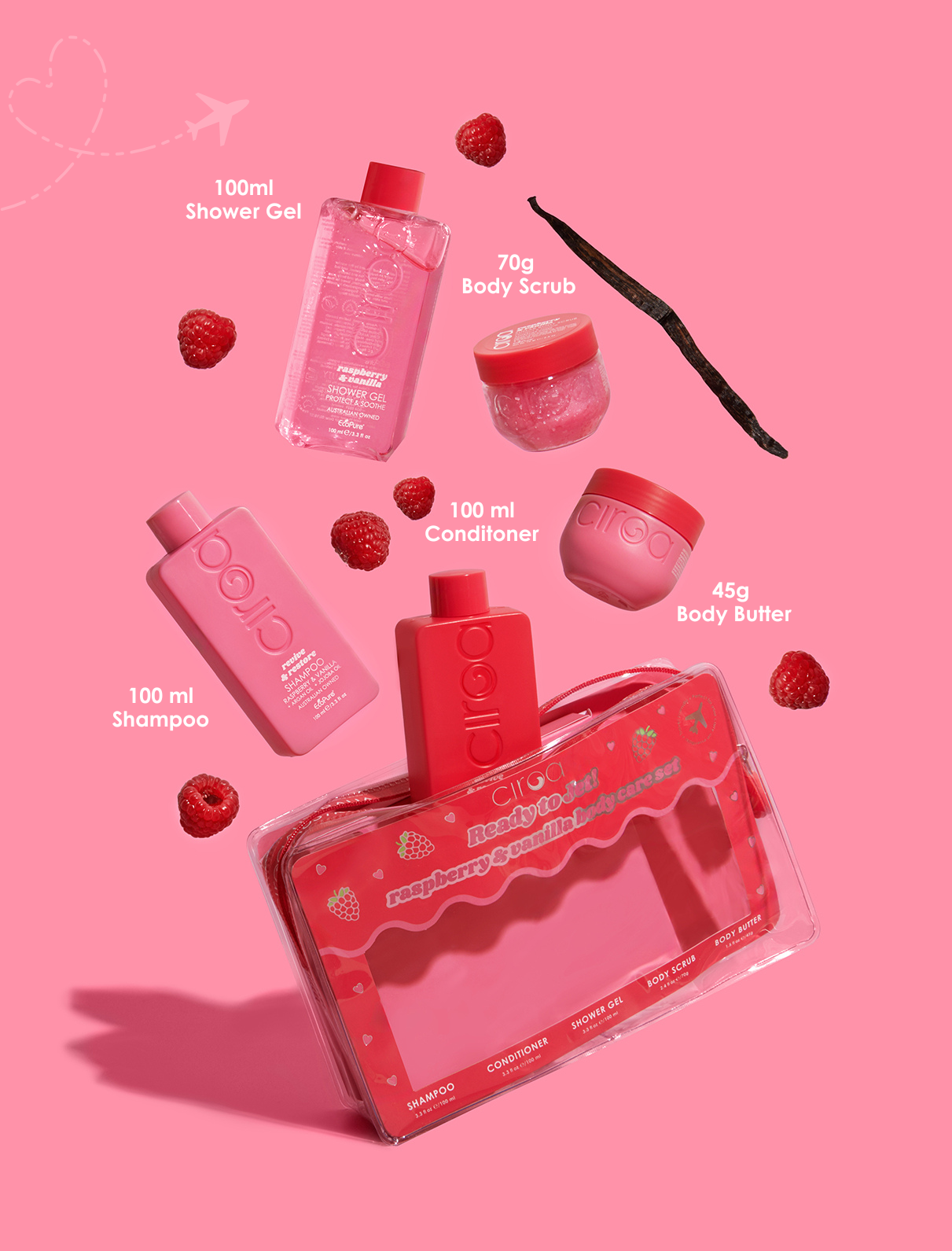 Ciroa Beauty Raspberry & Vanilla Travel Set