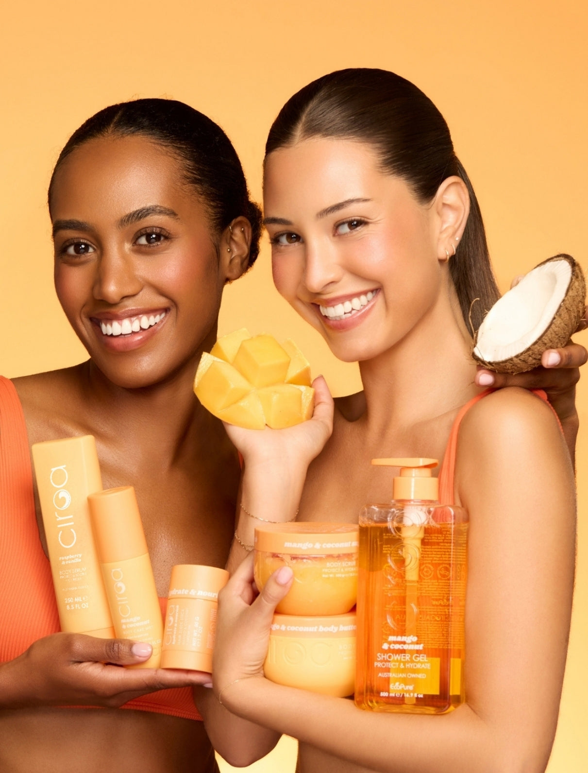 Mango & Coconut Shower Gel, Body Scrub, Body Butter, Bodycare Mist, Body Serum & Sleek Stick