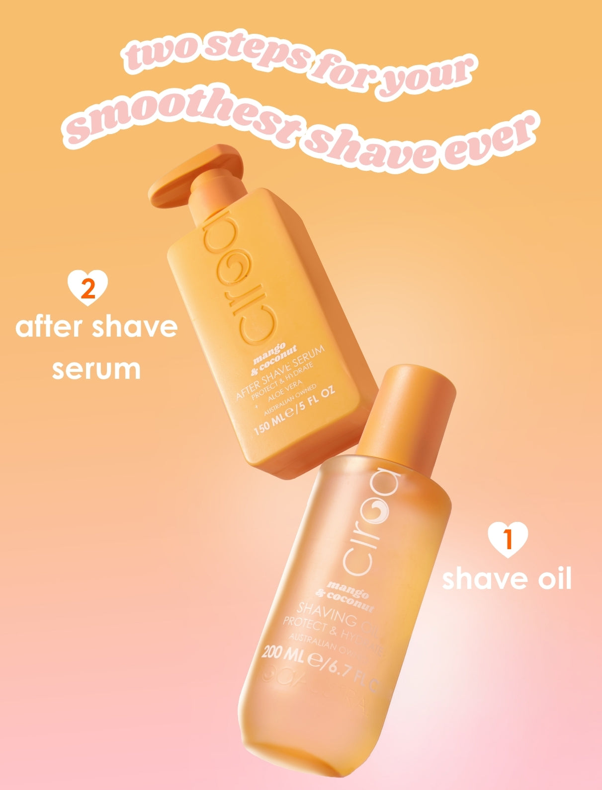 Mango & Coconut Shave Oil & After Shave Serum Duo + Travel Bag