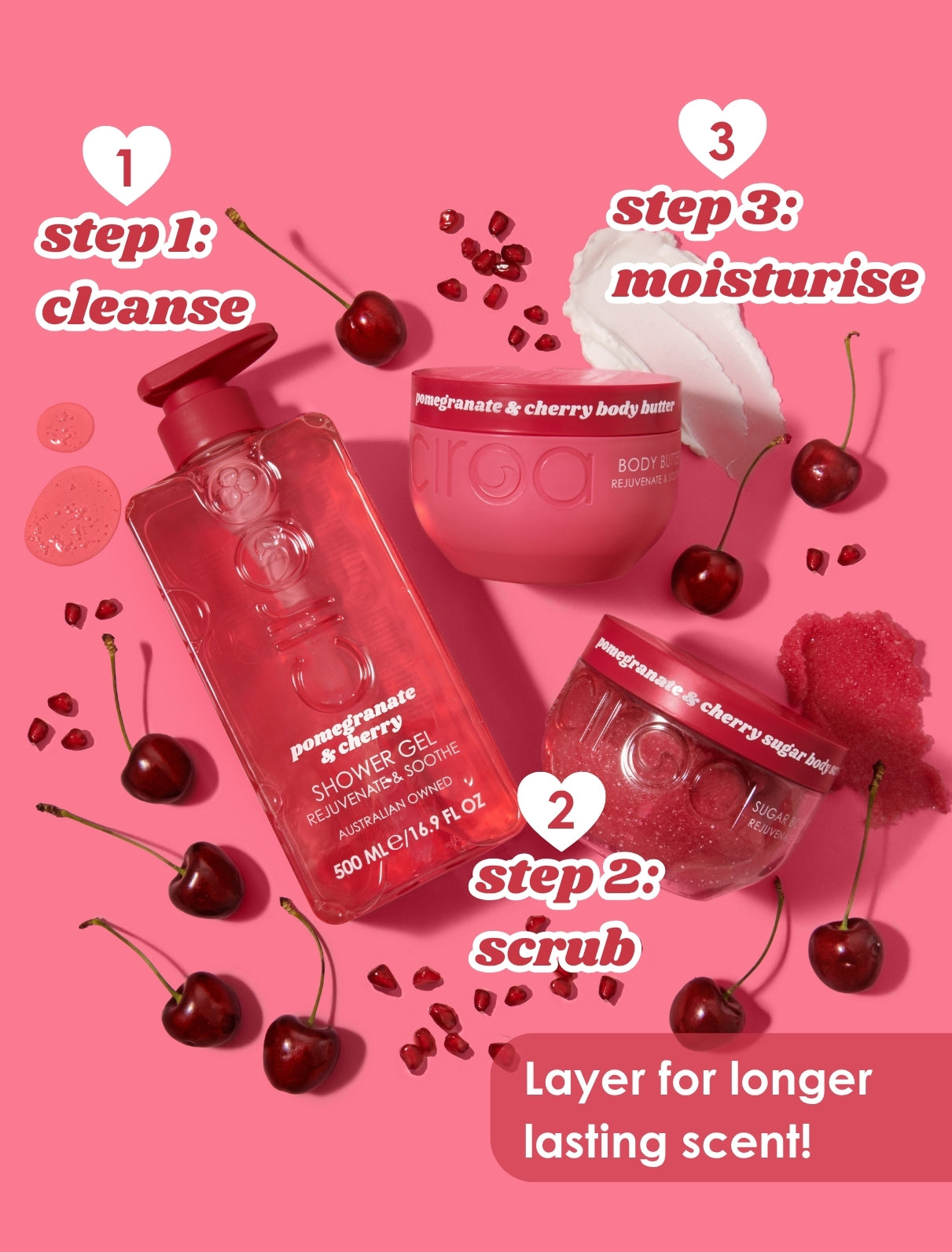 Ciroa Beauty Pomegranate & Cherry Body Scrub 350g - Rejuvenates & Soothes
