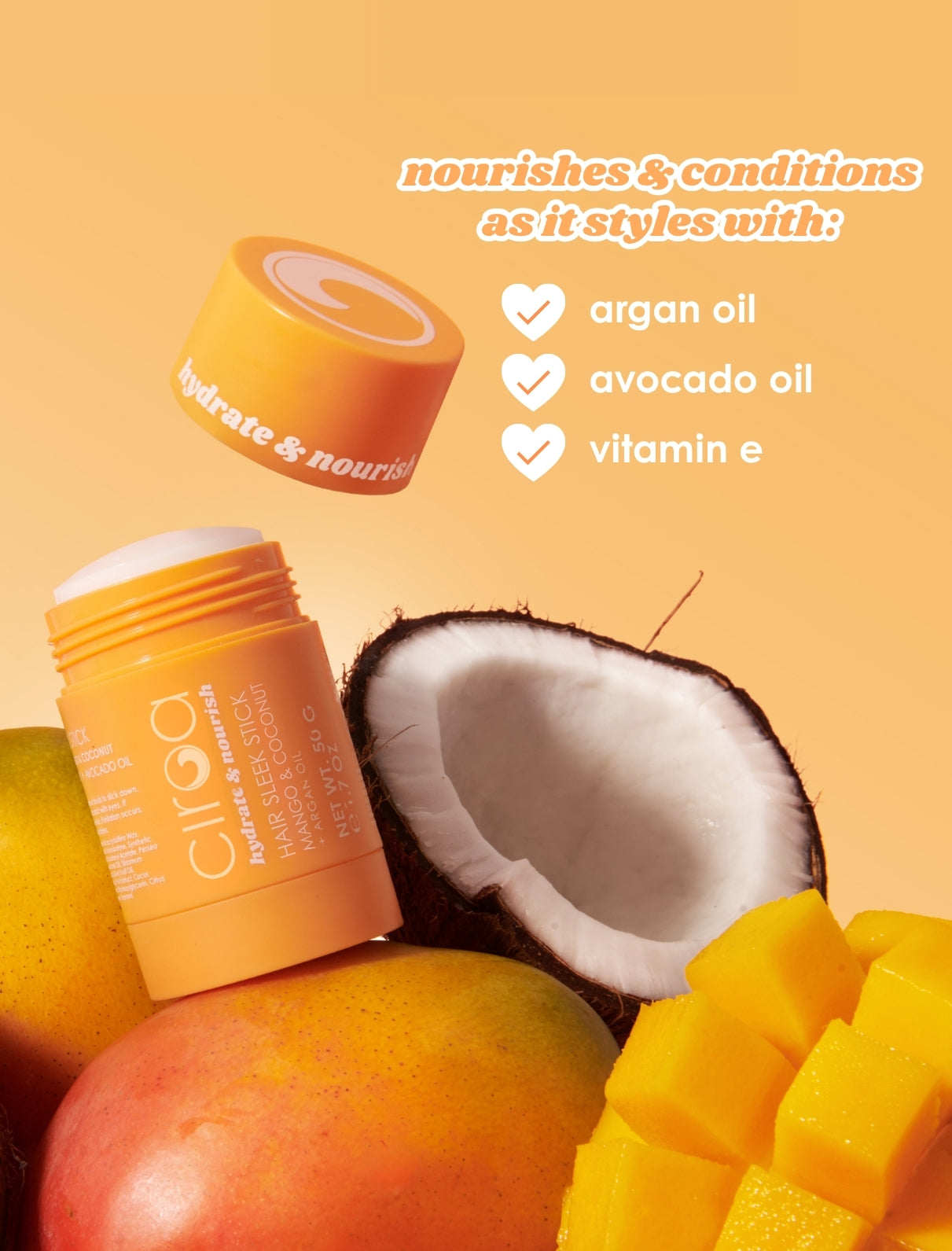 Ciroa Beauty Mango & Coconut Hair Sleek Stick 50g - Protects & Hydrates